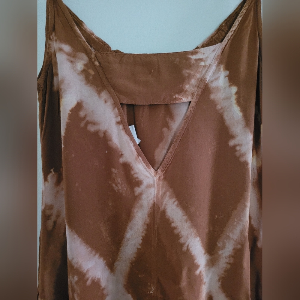 Anthropologie The Odells Brown Tie Dye Boho Beach Casual Morgana Midi Dress XS - Picture 9 of 11